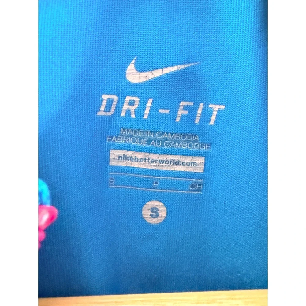 Nike Dri-FIT Quarter Zip Pullover Women Small Blue Pink Reflective Running Top